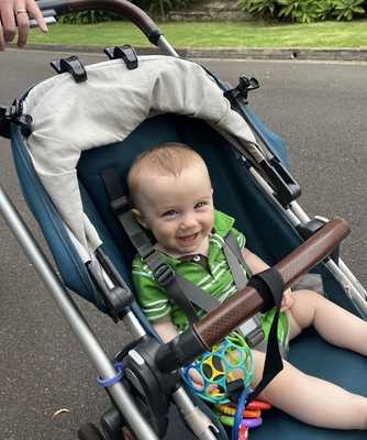 Ari cruising in his stroller