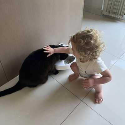 Avery patting Kiki at just the wrong moment